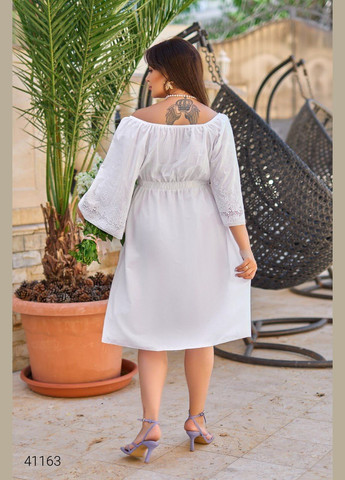 Білий повсякденний сукня з вишивкою Liton однотонна