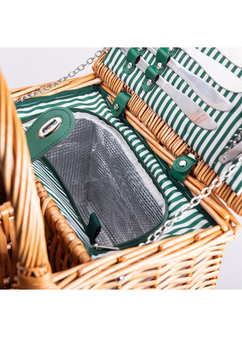 Кошик плетений для пікніка з посудом на 4 персони 48х33х43 см набір посуду туристичний для кемпінгу HP-ZQ-3 LUGI (366964636)