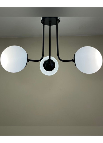 Потолочная черная люстра с 3 белыми плафонами-слоями "Triple Glow" (52-9908-3 BK+WH) No Brand (370071617)