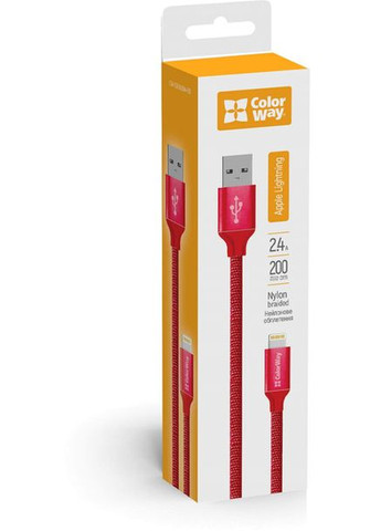 Кабель USB Apple Lightning 2.4А 2м Red Colorway (301468251)