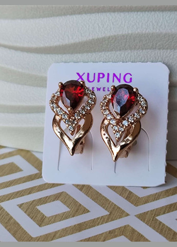Сережки ксюпинг xuping позолота медицинское золото медицинская сталь бордовый камень Xuping Jewelry (336190307)