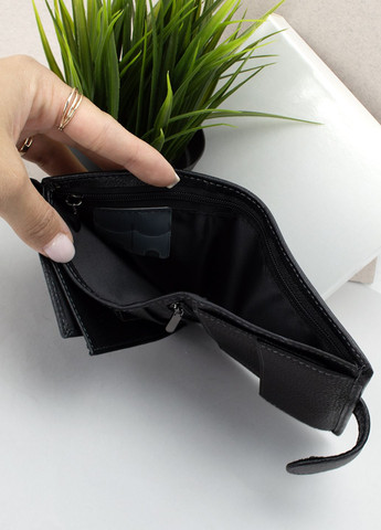 Гаманець чоловічий шкіряний з відділом для прав 112-A Black чорний на кнопці Keizer (296286575)