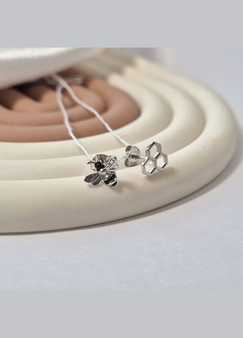 Серебряные серьги гвоздики на фиксаторах Пчелка серебро 925 пробы Родированное 0.90г 1246 No Brand (306741819)