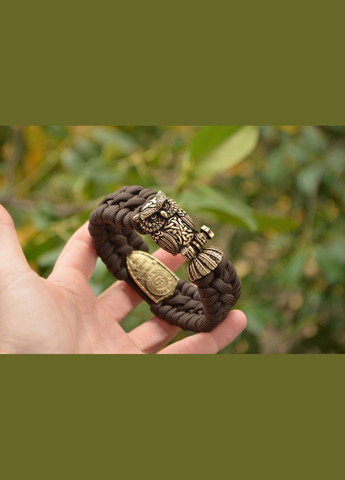 Браслет із Совою і Михайлом Архангелом із латуні та паракорду під замовлення плетіння колір розмір + брелок у подарунок No Brand (341738771)