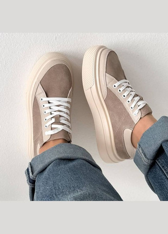 Бежевые кожаные кроссовки, кожаные женские кеды, женские кроссовки платформа Jessica Suppo бежевые демисезоны (315919580)