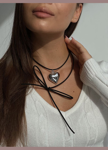 Чокер металеве серце на чорній замшевій мотузці D.Hats метал (285710675)