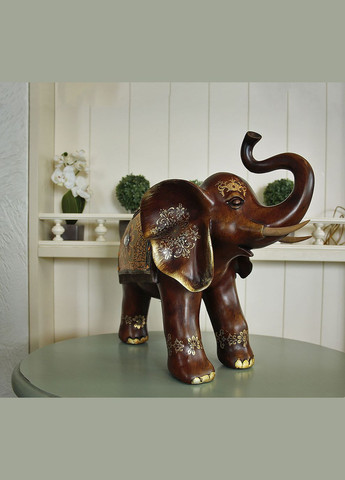 Фигура слона с цветком, хобот вверх 35см (H24494D) Гранд Презент (282841187)