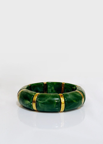 Браслет di classe на резинці смарагдовий глянцевий з золотими вставками (362622904)