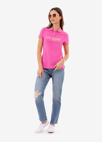 Жіноча футболка поло LUREX SCRIPT TIPPED POLO SHIRT M рожева U.S. Polo Assn. (286761235)