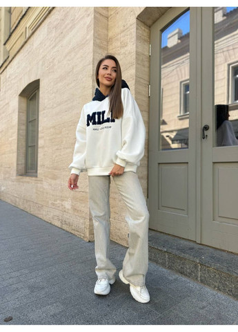 Молочный свитшот 1041 тринитка на флисе + трикотаж баранчик Україна (368467315)