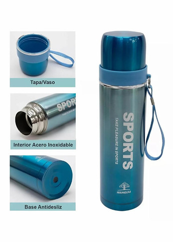 Термос Sports 500 мл із нержавіючої сталі 316, подвійна вакуумна ізоляція Blue Stenson (342098927)