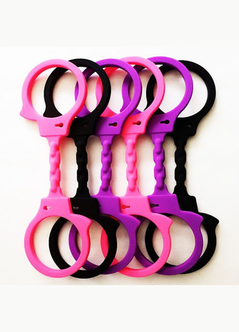 Силиконовые наручники бдсм Silicon Cuffs черные розовые фиолетовые No Brand (303895079)