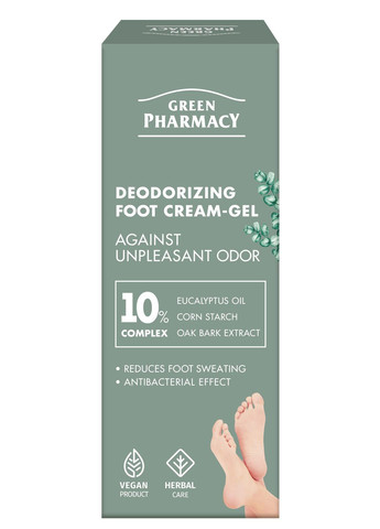 Дезодорирующий крем-гель для ног против неприятного запаха, 75 мл Green Pharmacy (346241081)