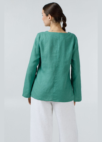 Сіра вишиванка. довга вільна жіноча блуза з льону з квітковою вишивкою та трикутним вирізом вірляна., р., код 9474/40/1621 ГАЛЕРЕЯ ЛЬОНУ