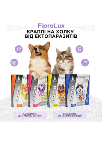Протипаразитарные капли для собак 25-40 кг, 4 мл, Фипро-Люкс (Fipro-Lux) (от блох, от клещей) (*) ModeS (386579234)