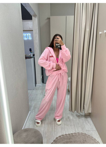 Рожевий костюм велюровий двійка з вишивкою No Brand 752-1 (358932300)