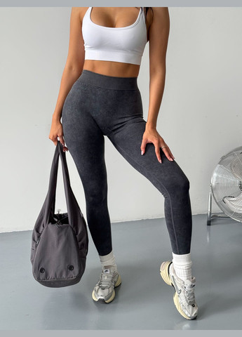 Спортивні жіночі легінси лосини з ефектом виварювання та бразильським пуш-ап Double V Push Up Графіт SV (340466566)