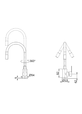 Змішувач для кухні Pure 015F3 з гнучким виливом Nickel/Black BRIPUR015F3NKB Brinex (396803969)