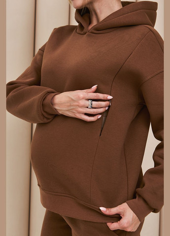 Теплий костюм для вагітних та годуючих з худі трикотажний кольору мокко Юла мама (306543453)