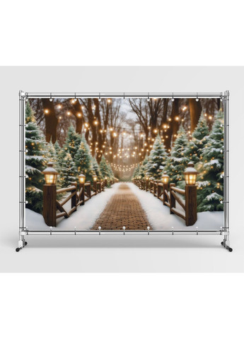 Фотозона Зимова алея з гірляндами та ялинками – №46535 Vinylpex (369929925)