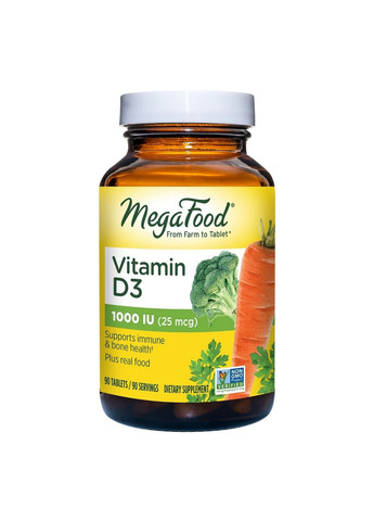 Витамины и минералы Vitamin D3 1000 UI, 90 таблеток MegaFood (293479388)