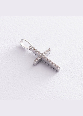 Золотой крестик с черными и белыми фианитами п03159 Oniks (264023458)