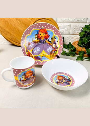 Дитячий посуд 3 предмети з мульт-героями Принцеса Софія No Brand (366818185)