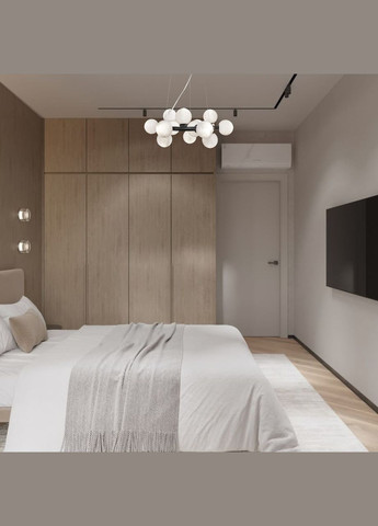 Черная круглая люстра на 15 ламп с белыми плафонами (61-J2029-15-S BK+WH) No Brand (370072158)