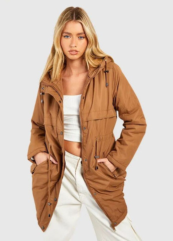 Бежева демісезонна куртка подовжена Boohoo