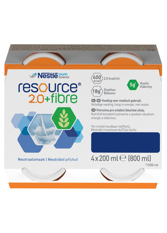 Ентеральне харчування Resource 2.0+Fibre із нейтральним смаком, 4 шт. по 200 мл Nestle Health Science 12100792 (328309976)