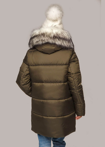 Оливковая (хаки) зимняя зимняя куртка лиза хаки с белым MioRichi