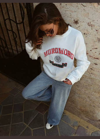 Молочный женский свитшот надпись без декора (317537385)