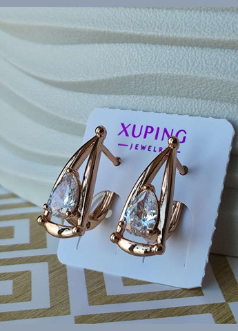 Позолочені сережки ксюпінг xuping позолота медичне золото медична сталь білий камінь Xuping Jewelry (336190171)