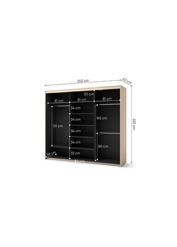 Шкаф-купе 3д Trend TS-02 с зеркалом и подсветкой бежевый LENART (364193864)