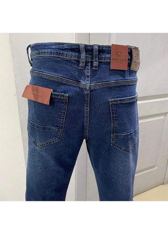 Синие демисезонные джинсы мужские прямые большой размер стрейч классика синие No Brand