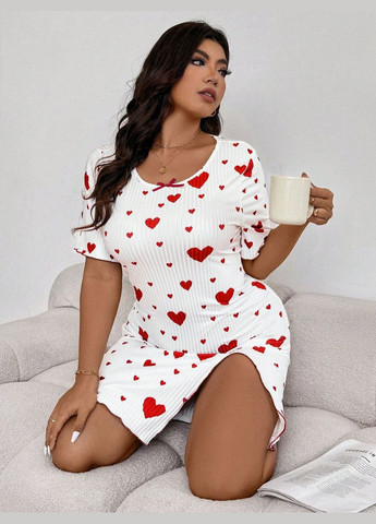 Ночная рубашка Сердцепад для сна с разрезом в сердечки No Brand Нічна сорочка в рубчик Серцепад червоні сердечки (340462099)