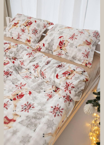 Мікрофіброва постільна білизна Двоспальний 180х215 наволочка 50х70 2шт Білий (П-al-plush3-bavovna-004-02-01) No Brand (316230542)