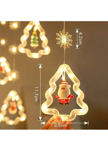 Гирлянда штора "Фигурки в елке" 3м (елка, снеговик, дед мороз, олень, шапка) Hopestar (367074030)