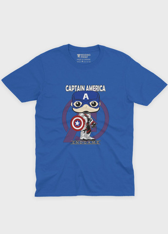 Синя демісезонна футболка для дівчинки з принтом супергероя - капітан америка (ts001-1-grr-006-022-008-g) Modno