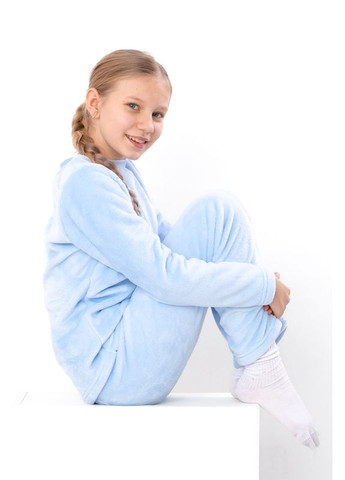 Світло-блакитна тепла однотонна махрова піжама для дівчинки (толстовка та штани) (p-15952) Носи своє