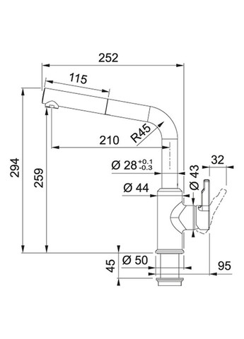 Смеситель Urban/115.0595.089/фрагранит/с выносным шлангом/ поворотный/ однорычажный/ камень FRANKE (337317937)