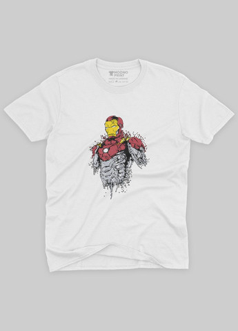 Біла демісезонна футболка для хлопчика з принтом супергероя - залізна людина (ts001-1-whi-006-016-019-b) Modno