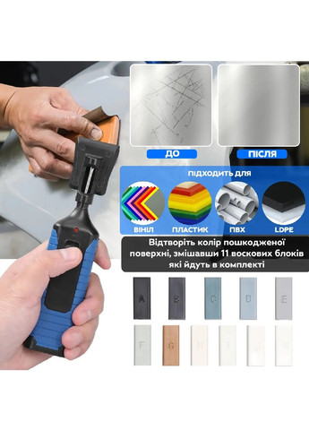 Ремонтный набор с восковыми блоками в кейсе для исправления сколов трещин на плитке пластике виниле ПВХ (481167-Prob) Синий Unbranded (355692600)