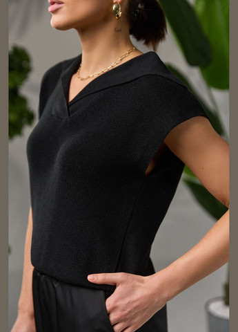 Черная женская футболка-жилет поло 2746 Triko Bakh