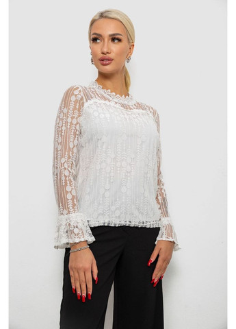 Молочная блуза женская классическая гипюровая Ager 204R156