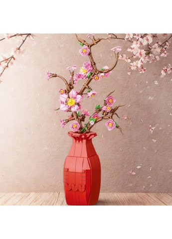 Конструктор 3D Квіти Персикове дерево у вазі, 565 деталей, пластиковий, для розвитку, творчості та декору No Brand (364191311)