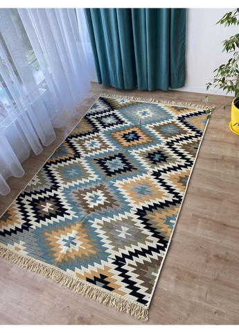 Бавовняний плетений двосторонній килим Shana Zummi120Х180 см Синій No Brand (371739150)