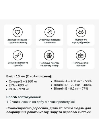 Omega-3 рибячий жир зі смаком лимона та мяти, рідина у склі, 240 мл/ 48 порцій/ Курс 2 місяці LYSI (368852072)