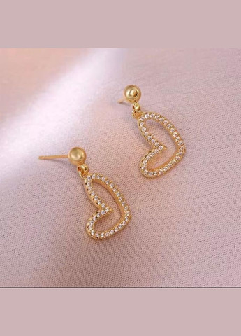 Серьги с сердечками, серьги с камешками, серьги с камешками, украшения, золото, подарок, серьги-сердечки Fashion Jewelry (337718835)