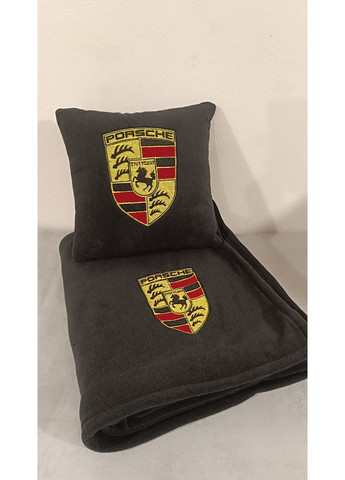 Плед и подушка с чехлом вышивка "Porsche" 1.5*1.8 м плед, 40*40 см подушка, 50*50 см чехол. No Brand (369717339)